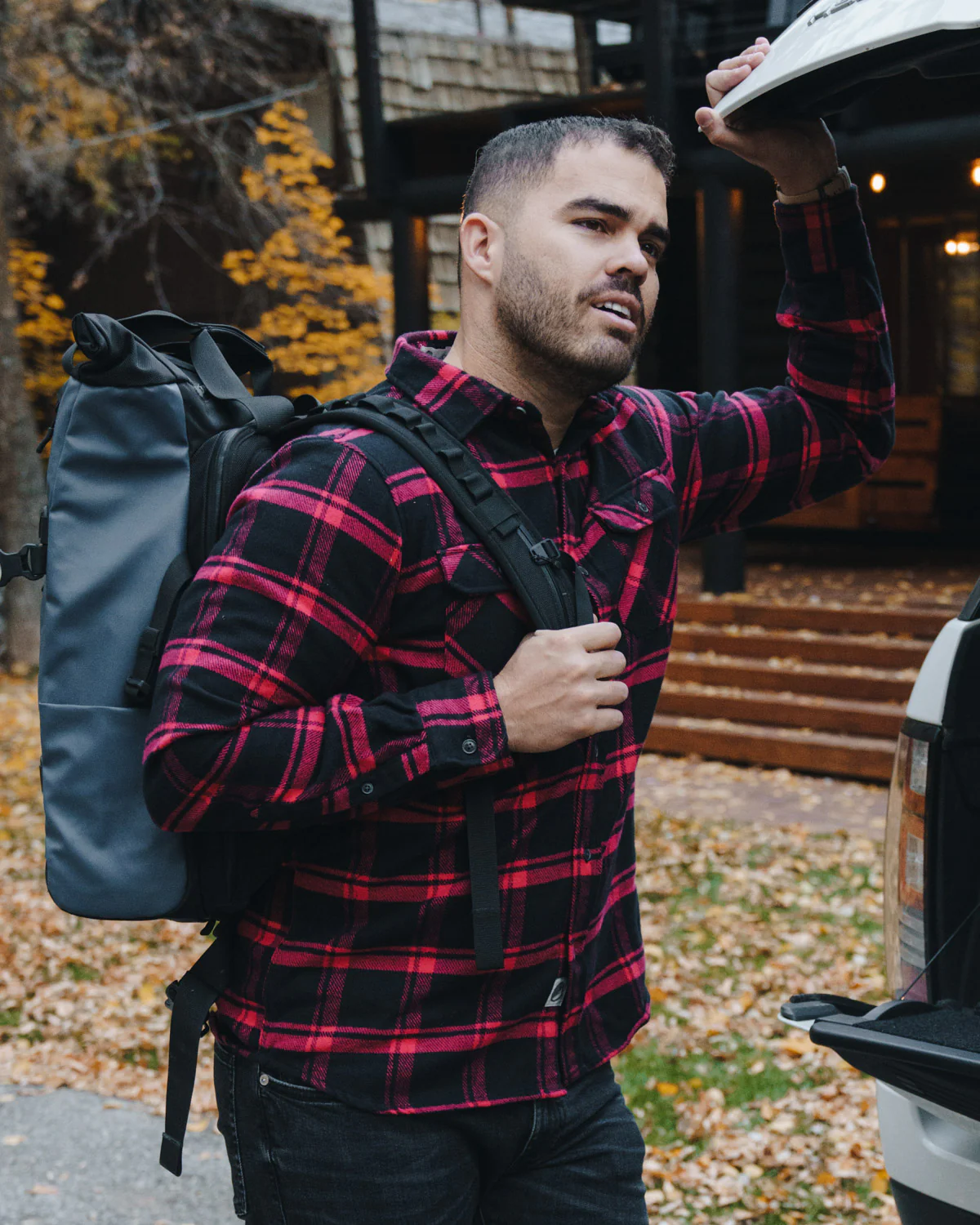 Field Grand Flannel, Huntsman Plaid in Black - Image 11