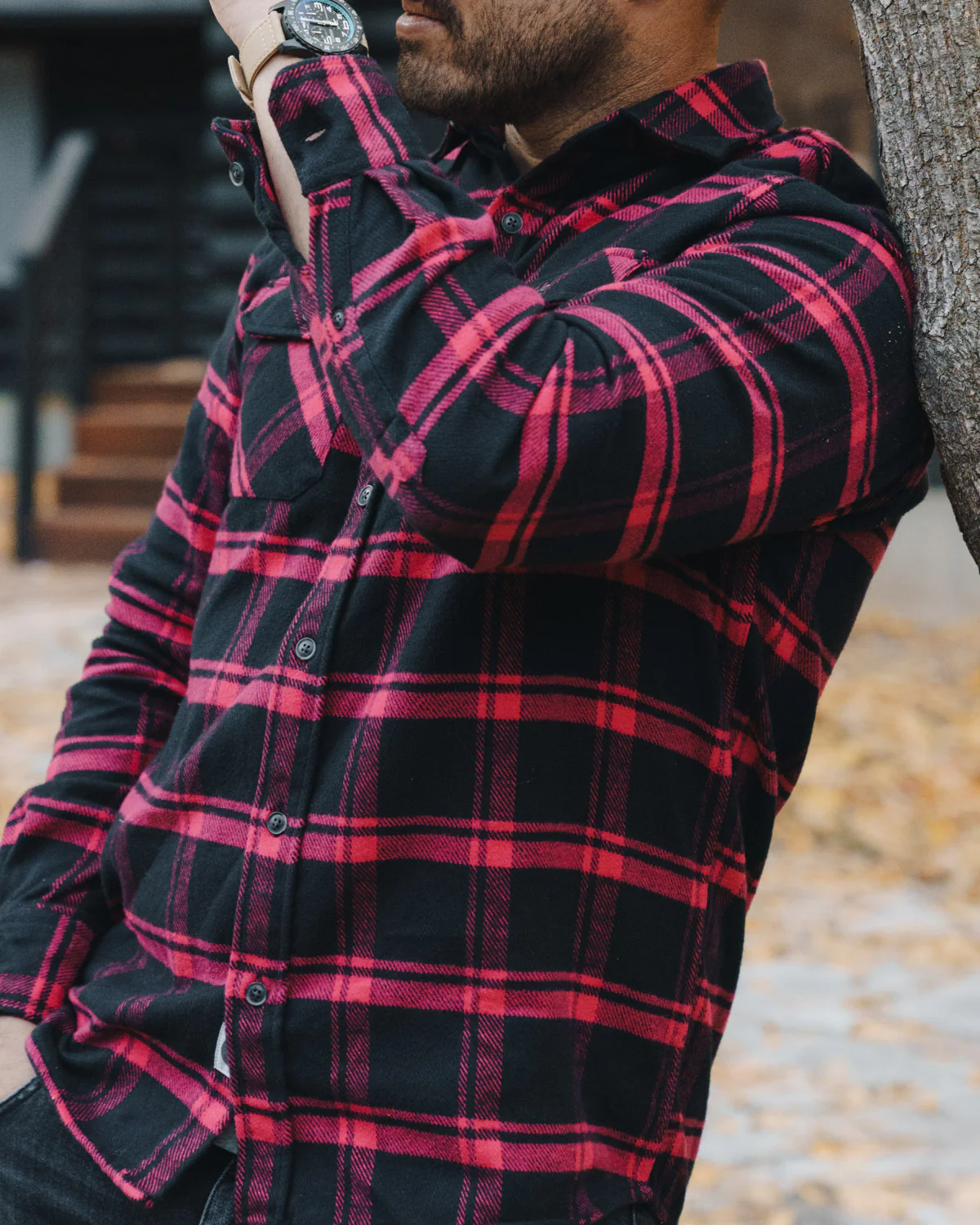 Field Grand Flannel, Huntsman Plaid in Black - Image 14