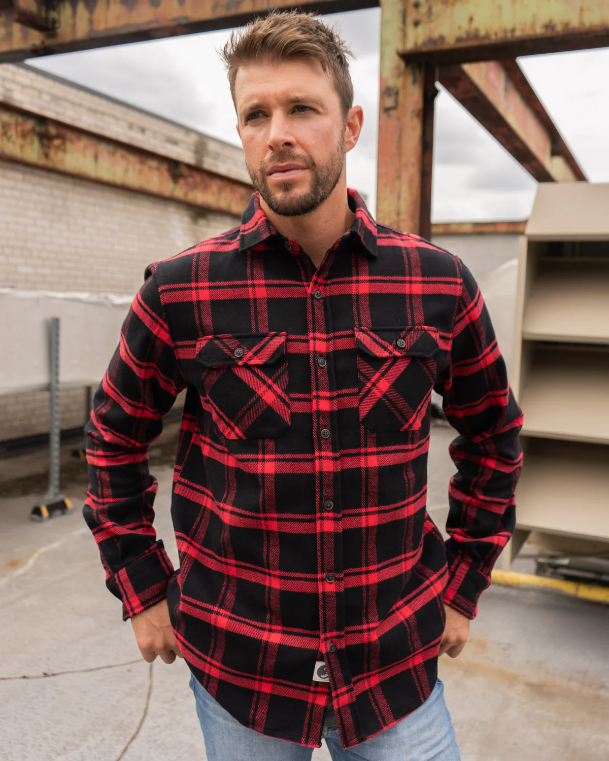 Field Grand Flannel, Huntsman Plaid in Black - Image 15