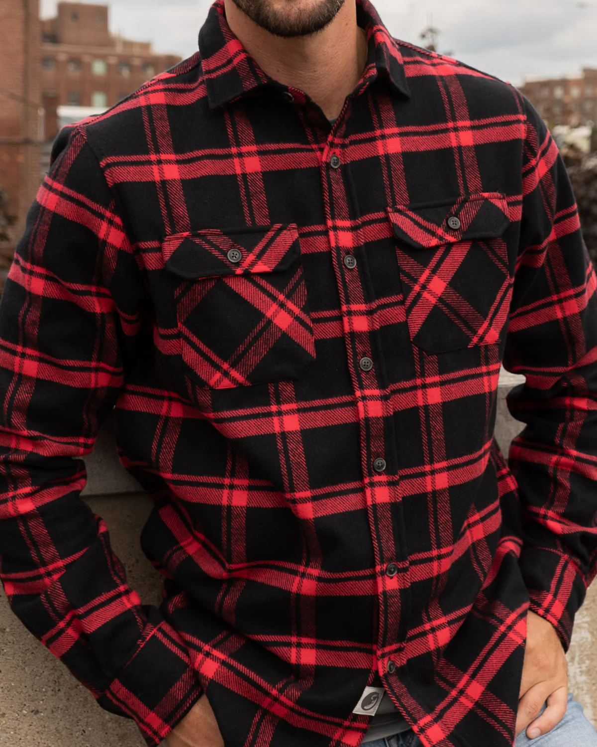 Field Grand Flannel, Huntsman Plaid in Black - Image 16
