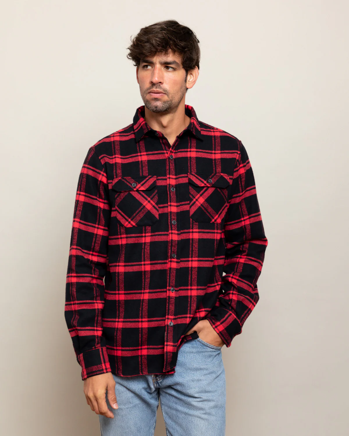 Field Grand Flannel, Huntsman Plaid in Black - Image 3