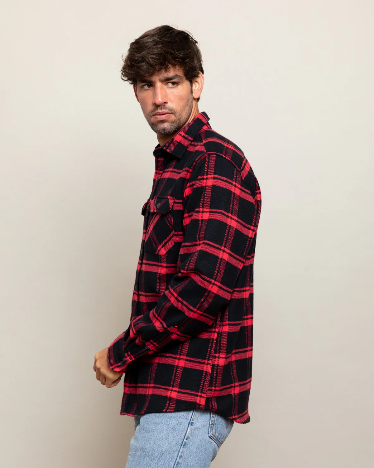 Field Grand Flannel, Huntsman Plaid in Black - Image 4