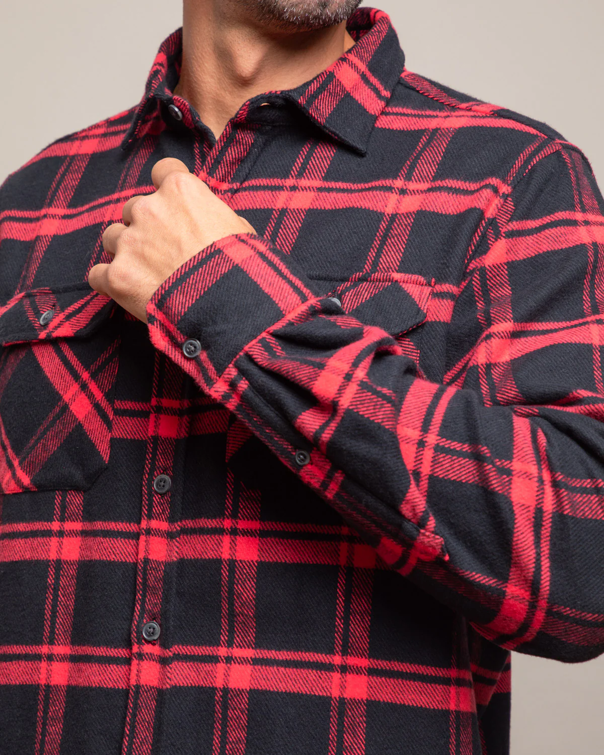Field Grand Flannel, Huntsman Plaid in Black - Image 6