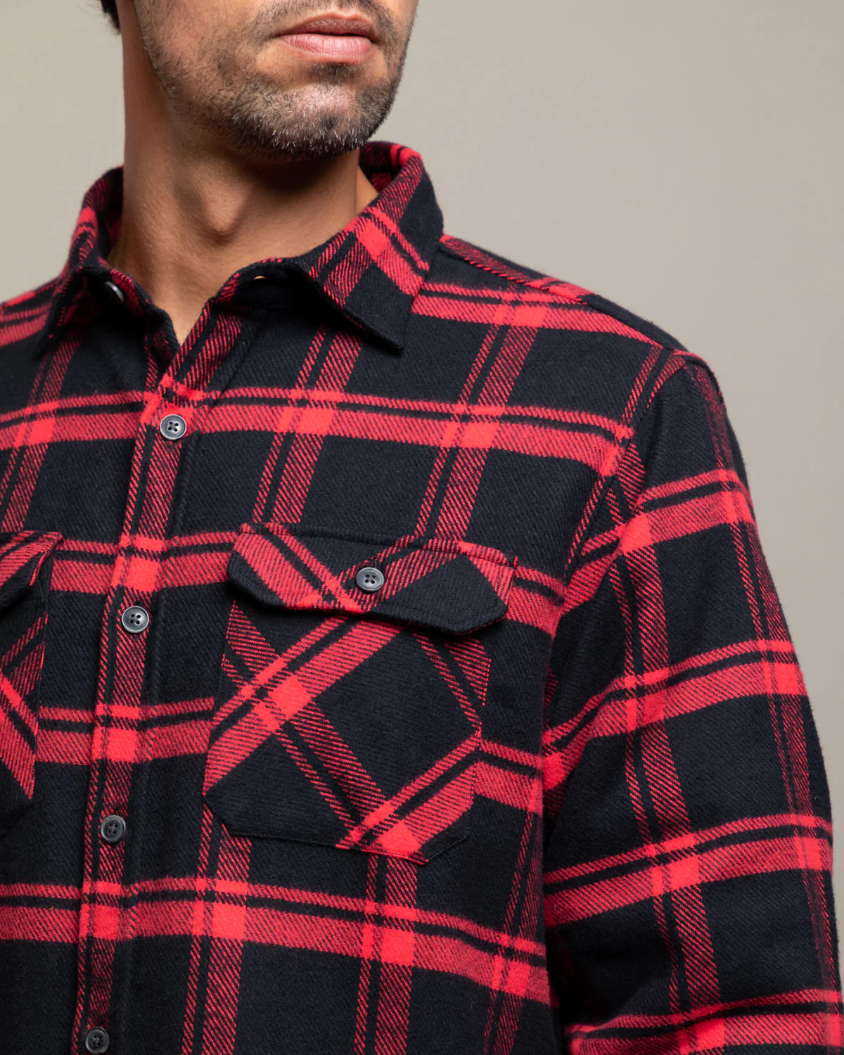 Field Grand Flannel, Huntsman Plaid in Black - Image 7