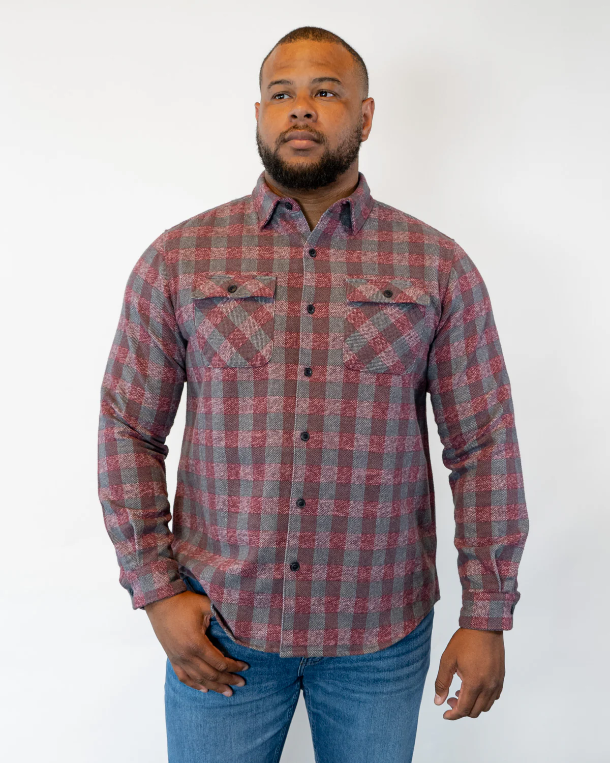 Grand Flannel, Burgundy, Relaxed Fit - Image 4