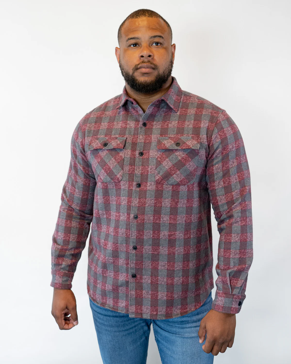 Grand Flannel, Burgundy, Relaxed Fit - Image 5