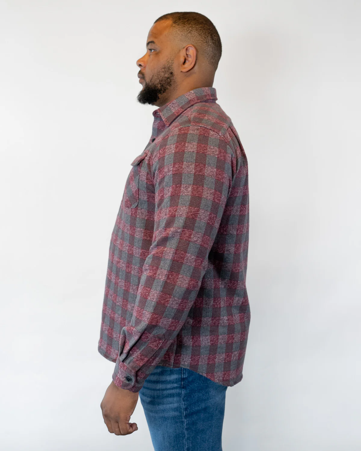Grand Flannel, Burgundy, Relaxed Fit - Image 6