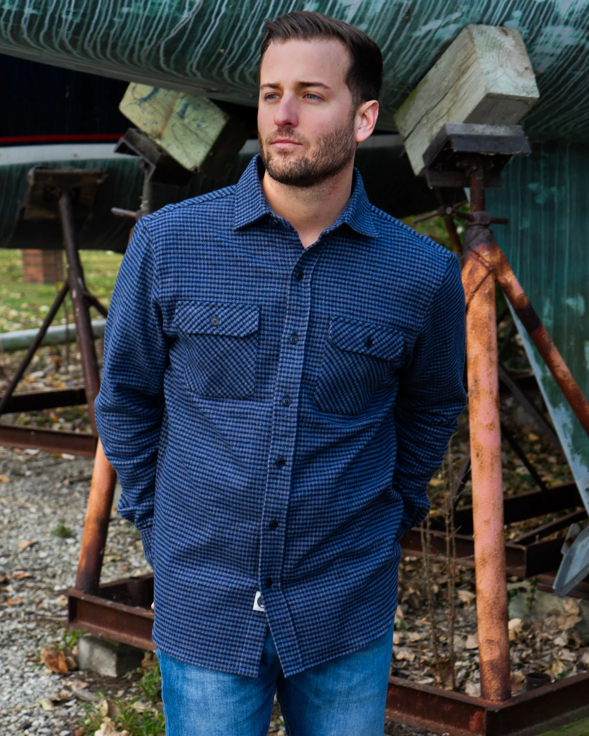 Grand Flannel, Dark Blue Mini Check - Image 15