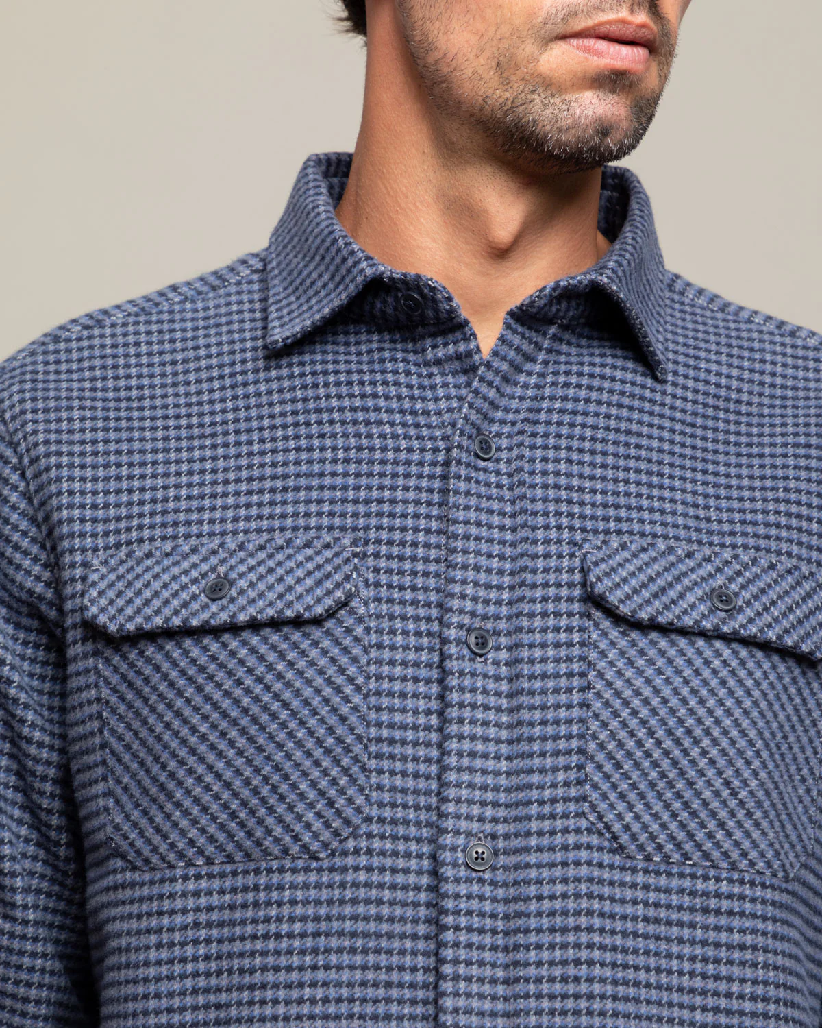 Grand Flannel, Dark Blue Mini Check - Image 3
