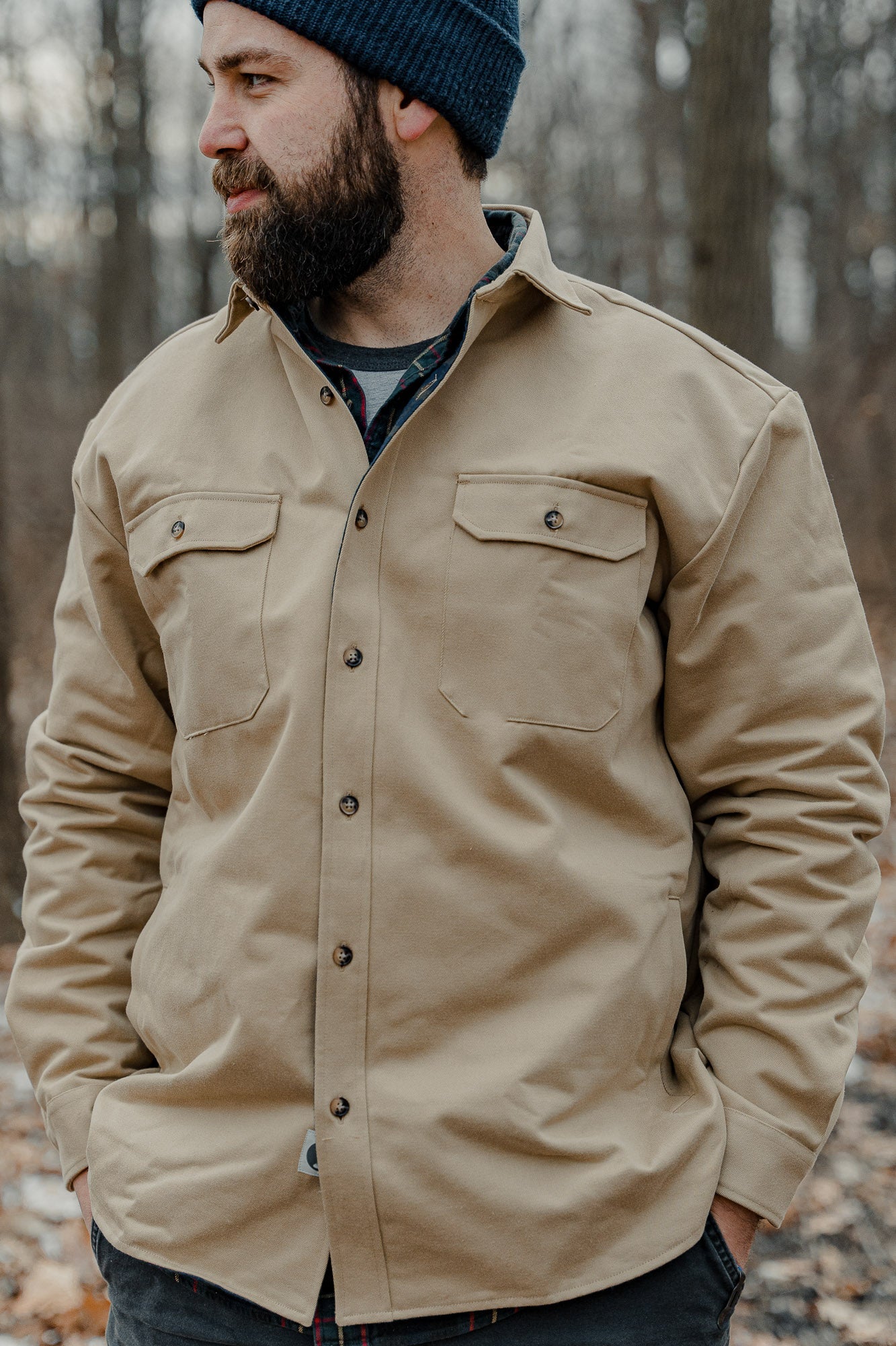 Lined Yukon Flannel Shirt Jacket, Tan - Image 18