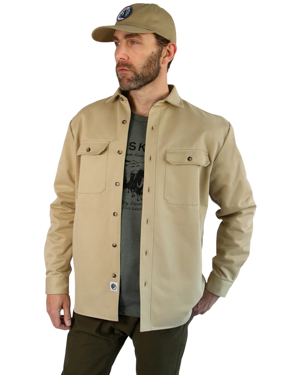 Lined Yukon Flannel Shirt Jacket, Tan - Image 3