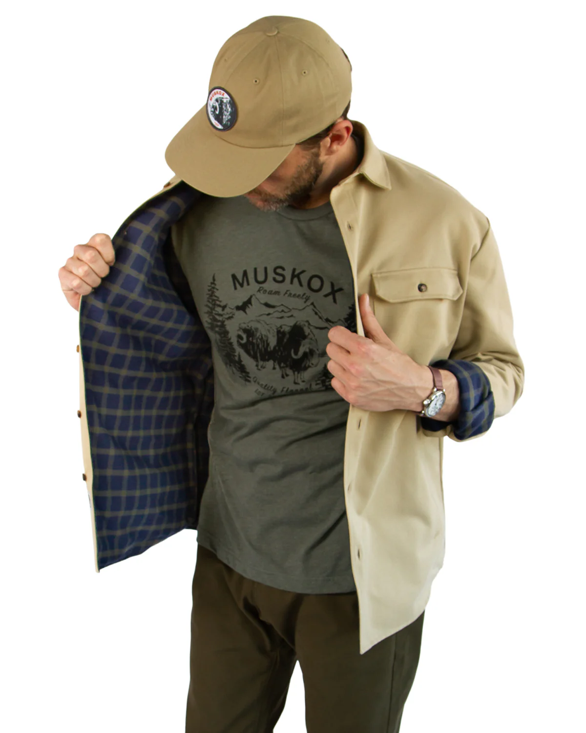 Lined Yukon Flannel Shirt Jacket, Tan - Image 5