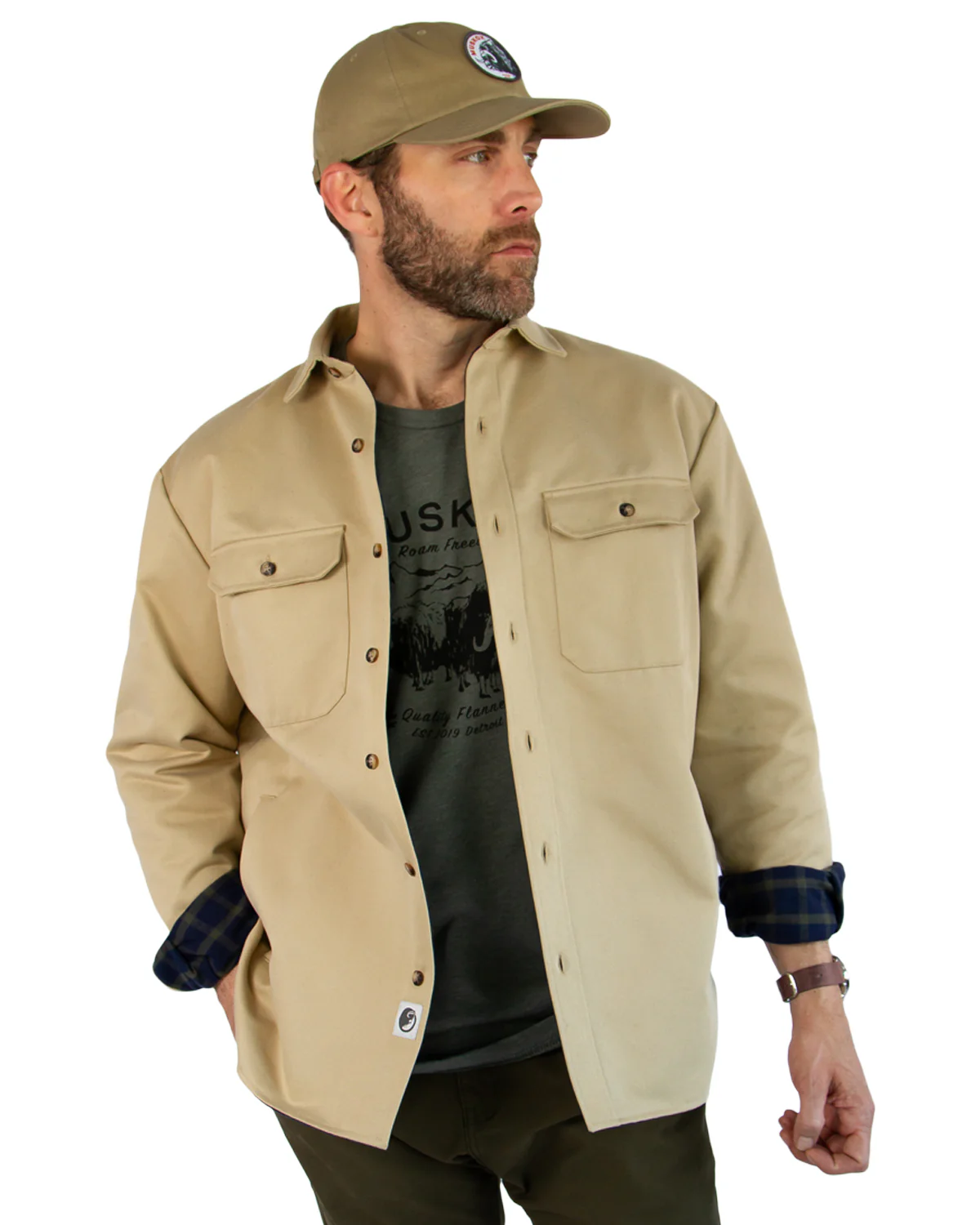Lined Yukon Flannel Shirt Jacket, Tan - Image 6