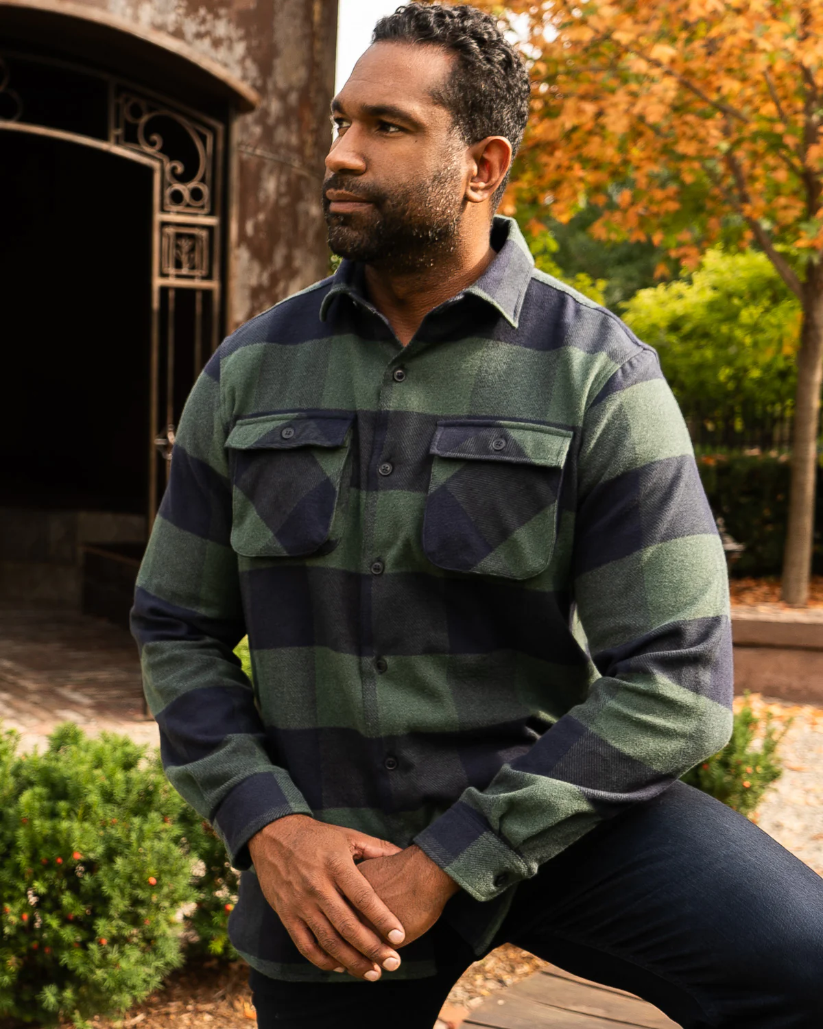 Relaxed Flannel, Giant Gingham in Navy - Image 12
