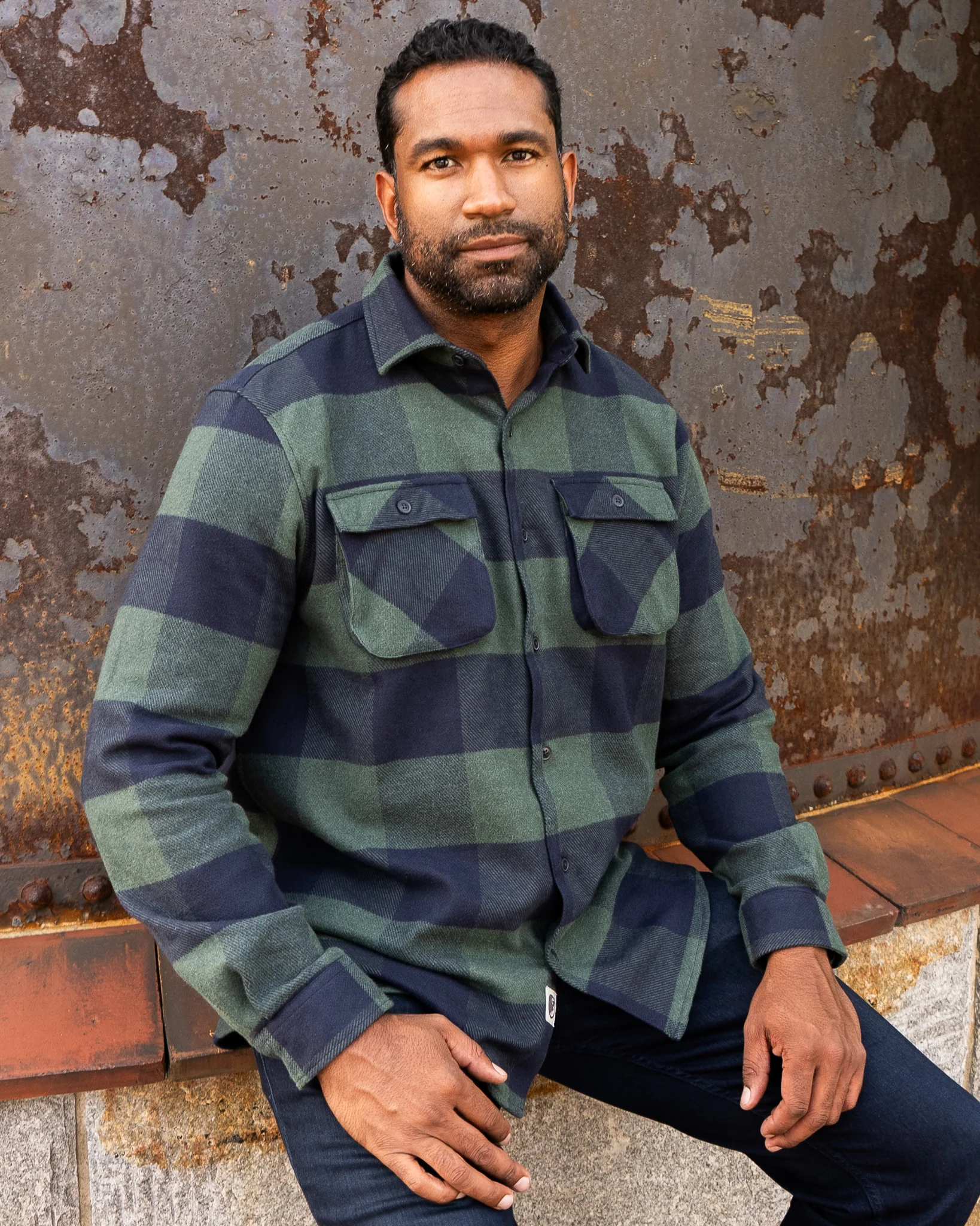 Relaxed Flannel, Giant Gingham in Navy - Image 14