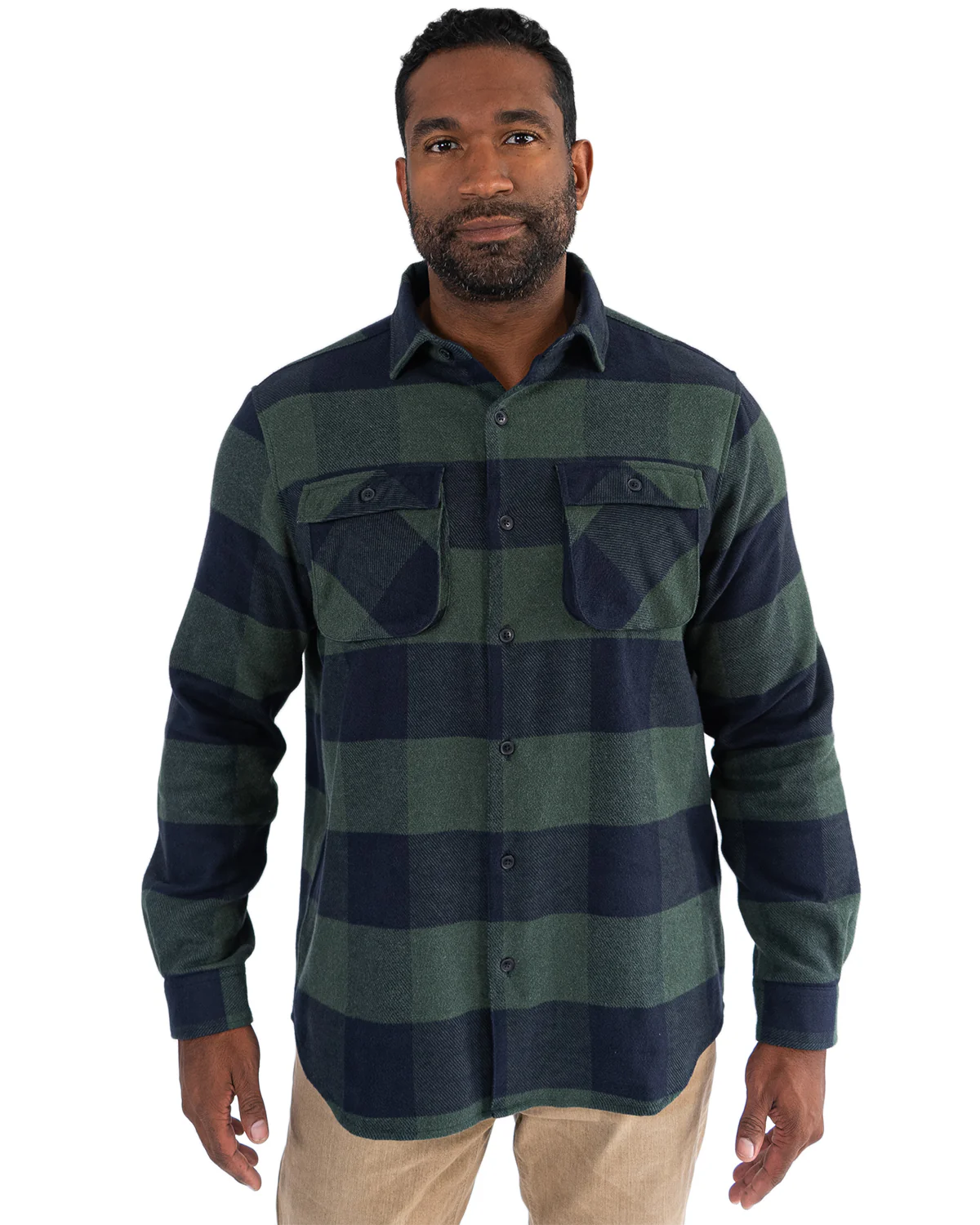 Relaxed Flannel, Giant Gingham in Navy - Image 3