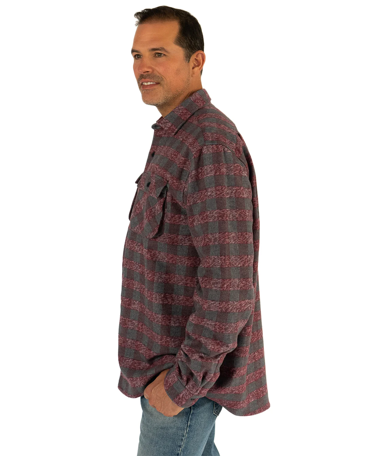 Relaxed Flannel, Burgundy - Image 3